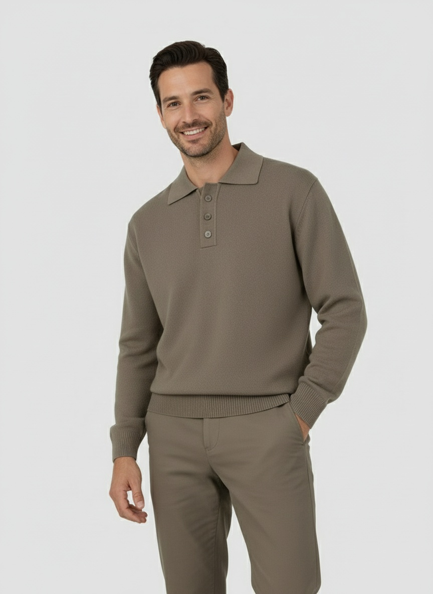 Herren Poloshirt Langarm im Modernen Klassischen Stil 1