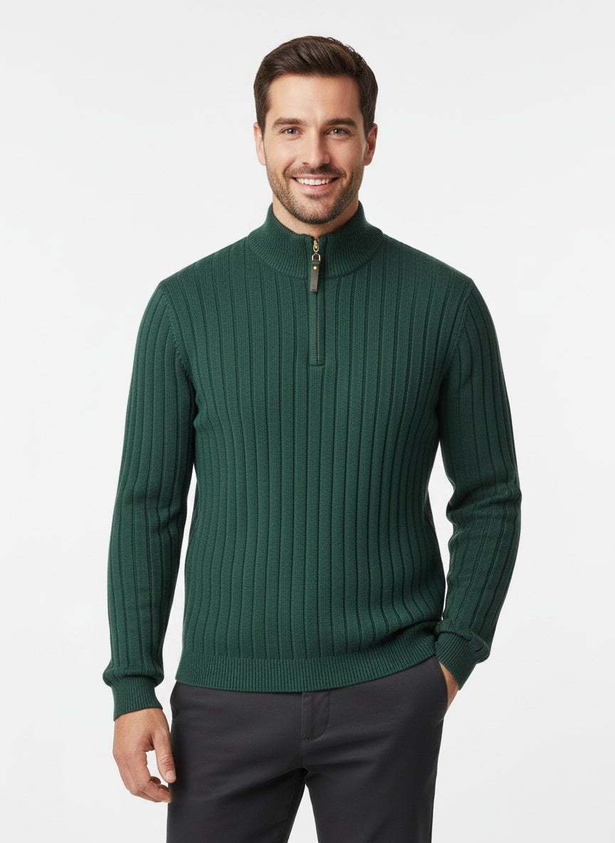 Herren Pullover mit Halbem Reißverschluss aus Hochwertigem Stoff 1