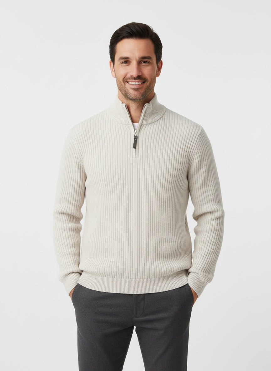Herren Pullover mit Halbem Reißverschluss aus Hochwertigem Stoff 3