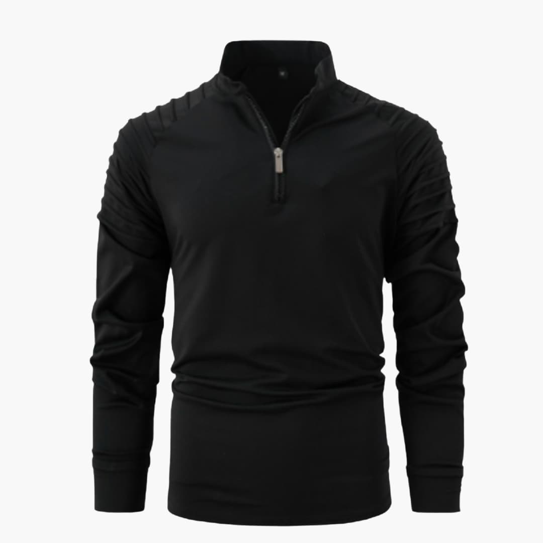 Herren Pullover mit Stehkragen und halbem Reißverschluss 1