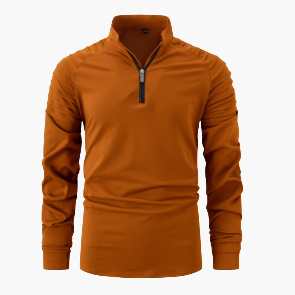 Herren Pullover mit Stehkragen und halbem Reißverschluss 2