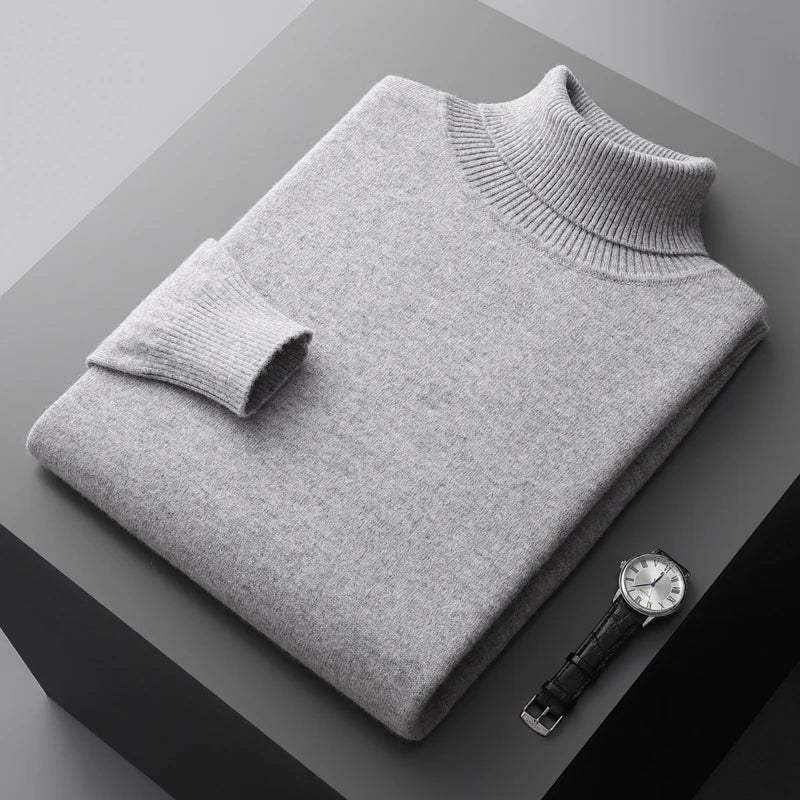 Herren Rollkragenpullover aus Wolle mit zeitlosem Design 0