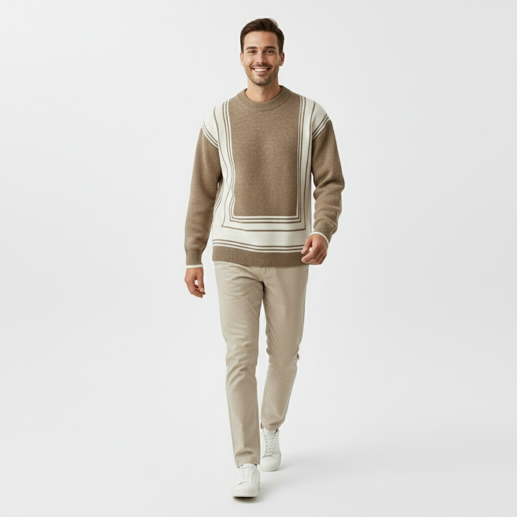 Herren Rollkragenpullover mit Geometrischem Muster 1