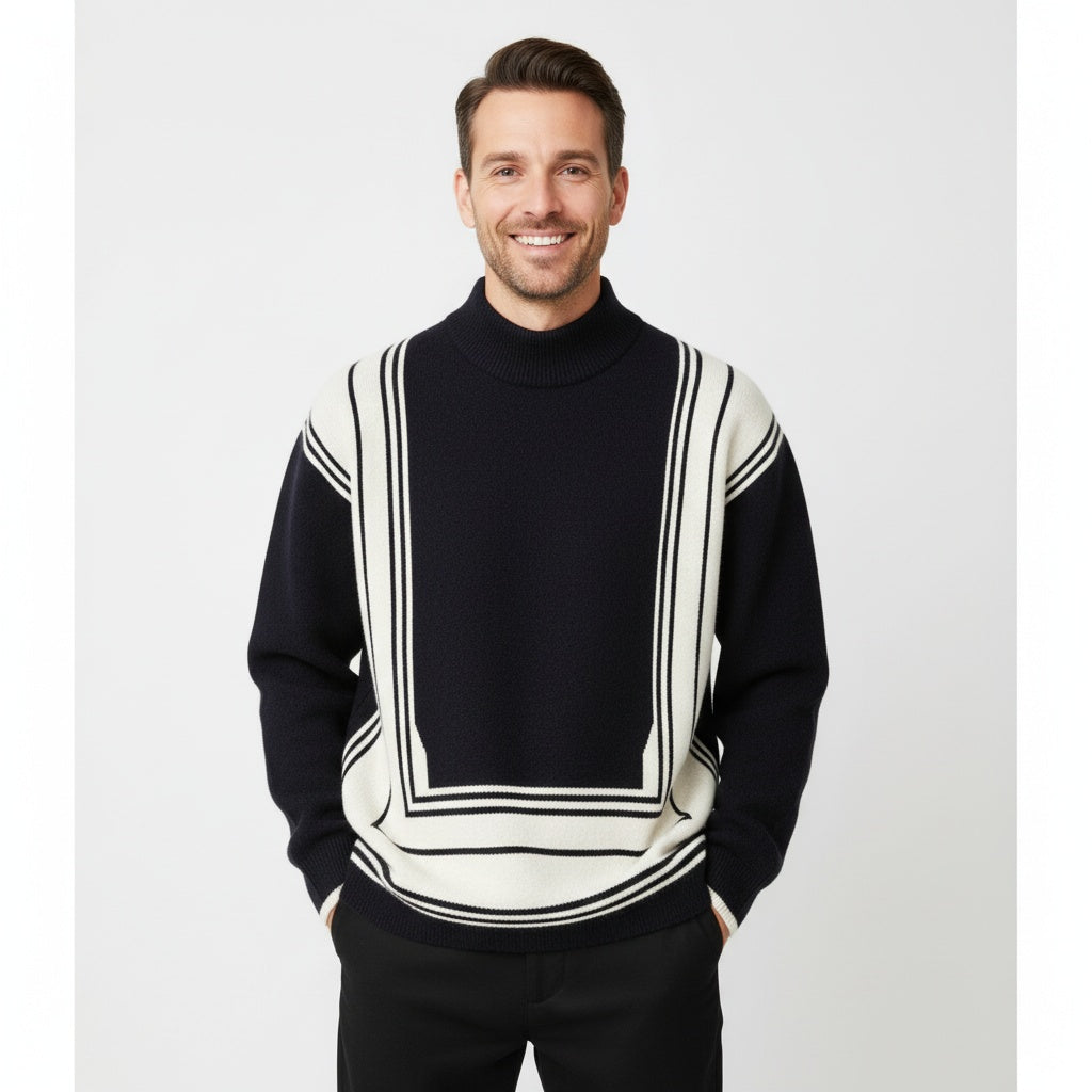 Herren Rollkragenpullover mit Geometrischem Muster 3