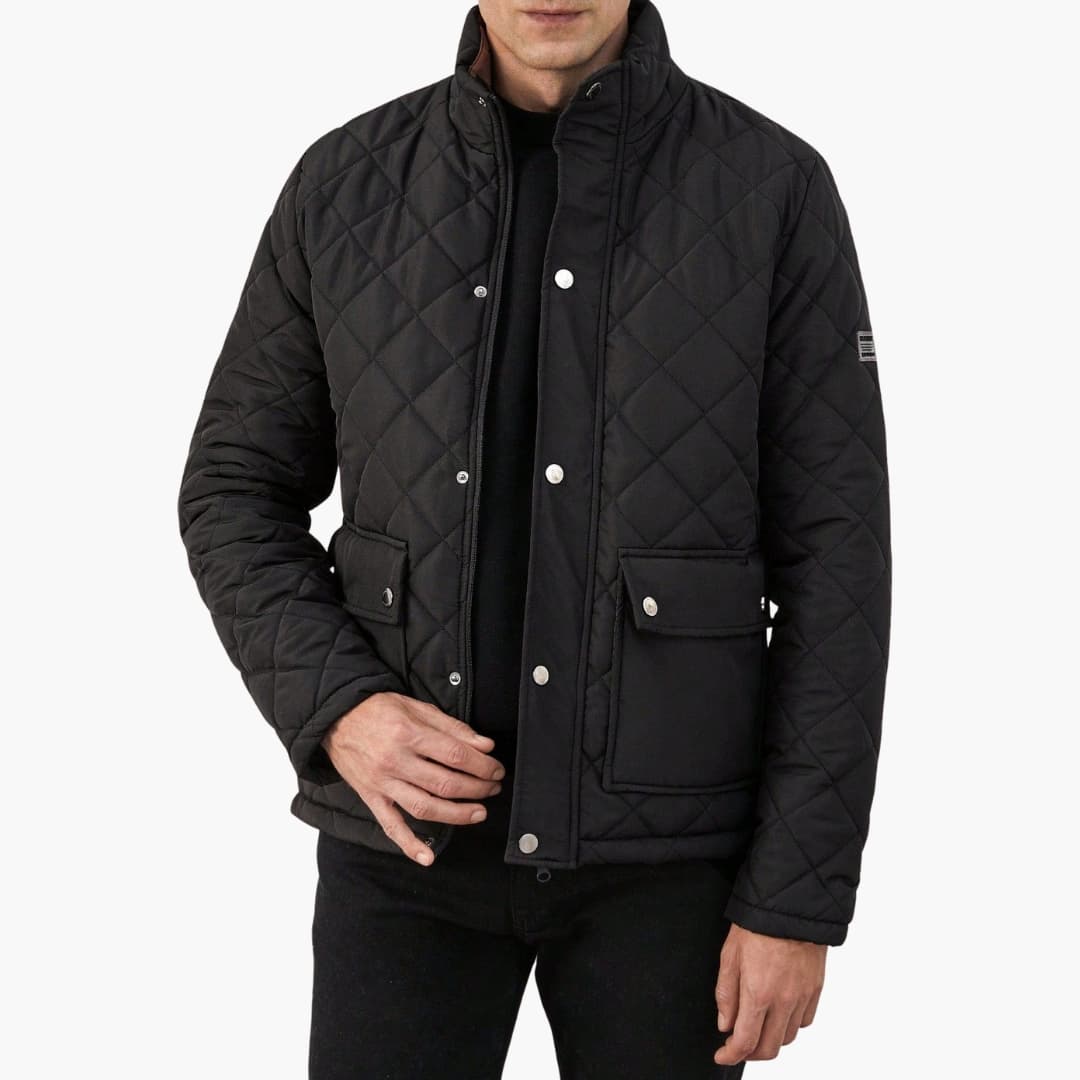 Herren Steppjacke mit Stehkragen und Druckknopfverschluss 0