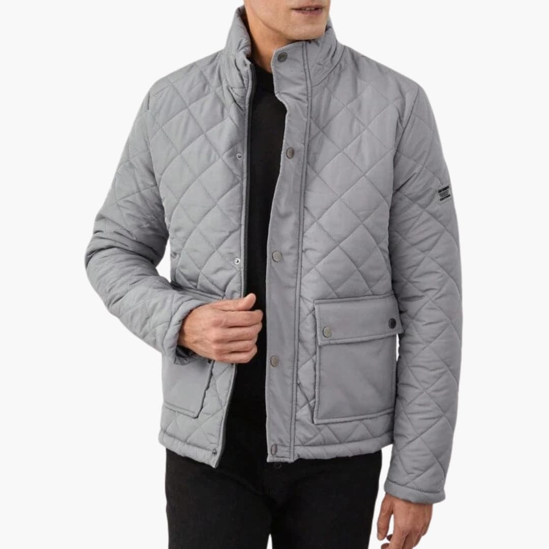Herren Steppjacke mit Stehkragen und Druckknopfverschluss 1