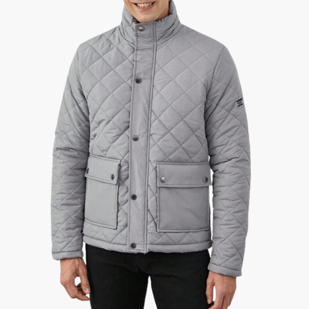 Herren Steppjacke mit Stehkragen und Druckknopfverschluss 2