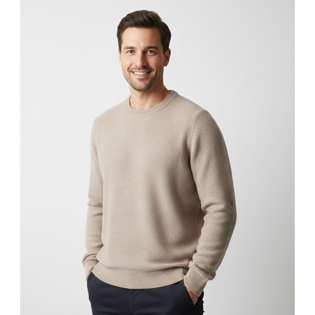 Herren Strick Pullover mit Rundhalsausschnitt aus Feinstrick 0