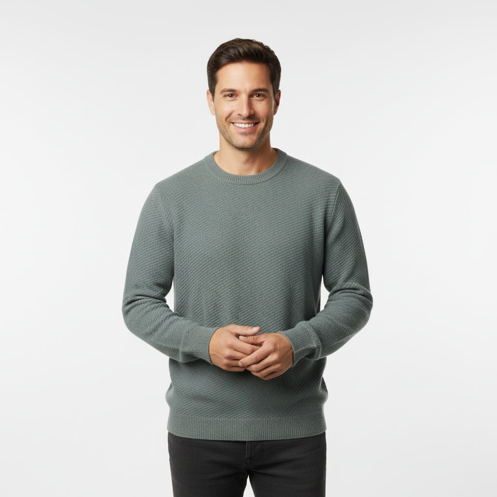Herren Strick Pullover mit Rundhalsausschnitt aus Feinstrick 4