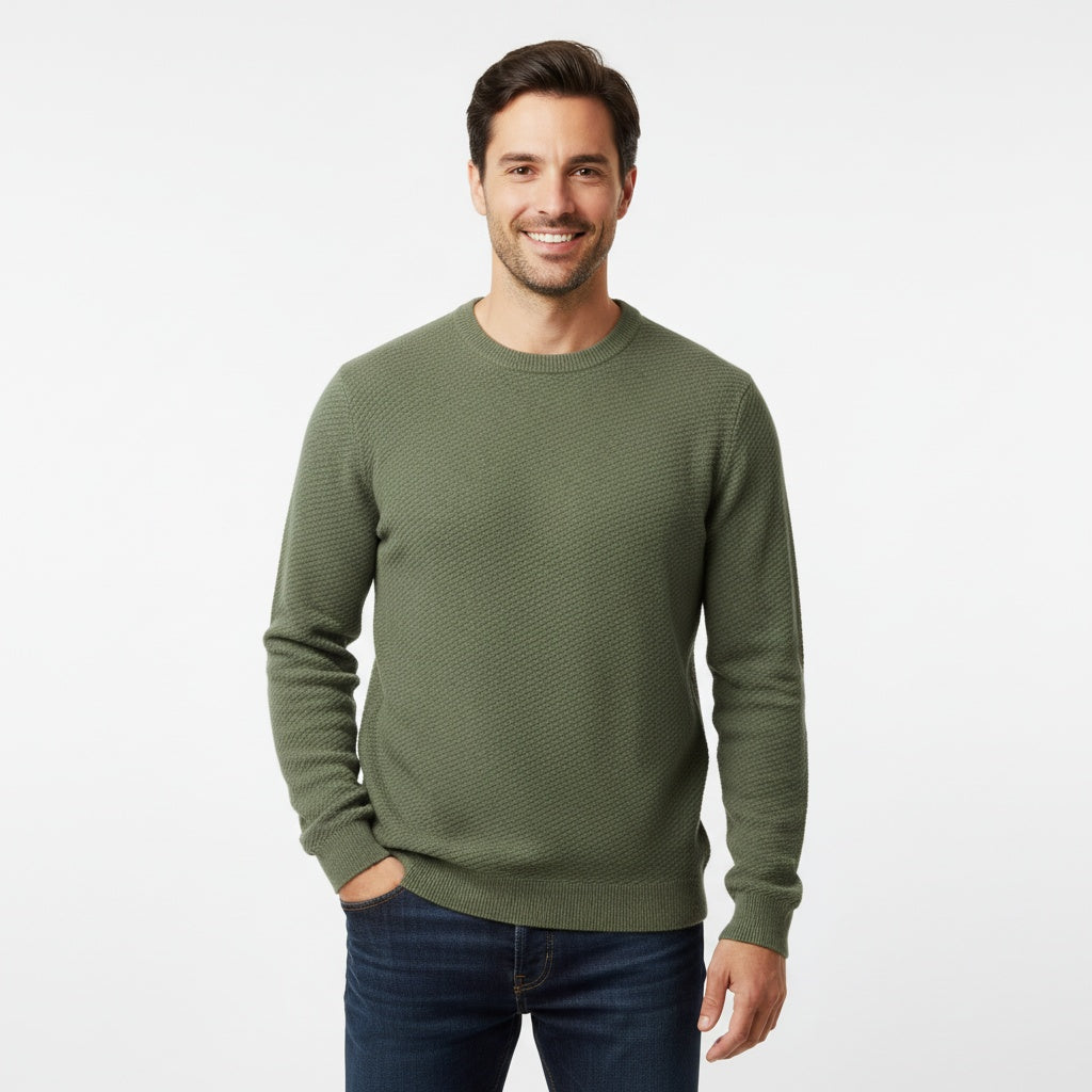 Herren Strick Pullover mit Rundhalsausschnitt aus Feinstrick 6