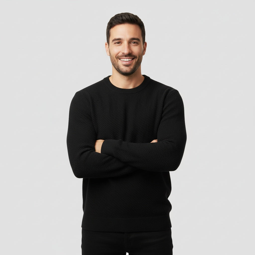 Herren Strick Pullover mit Rundhalsausschnitt aus Feinstrick 9