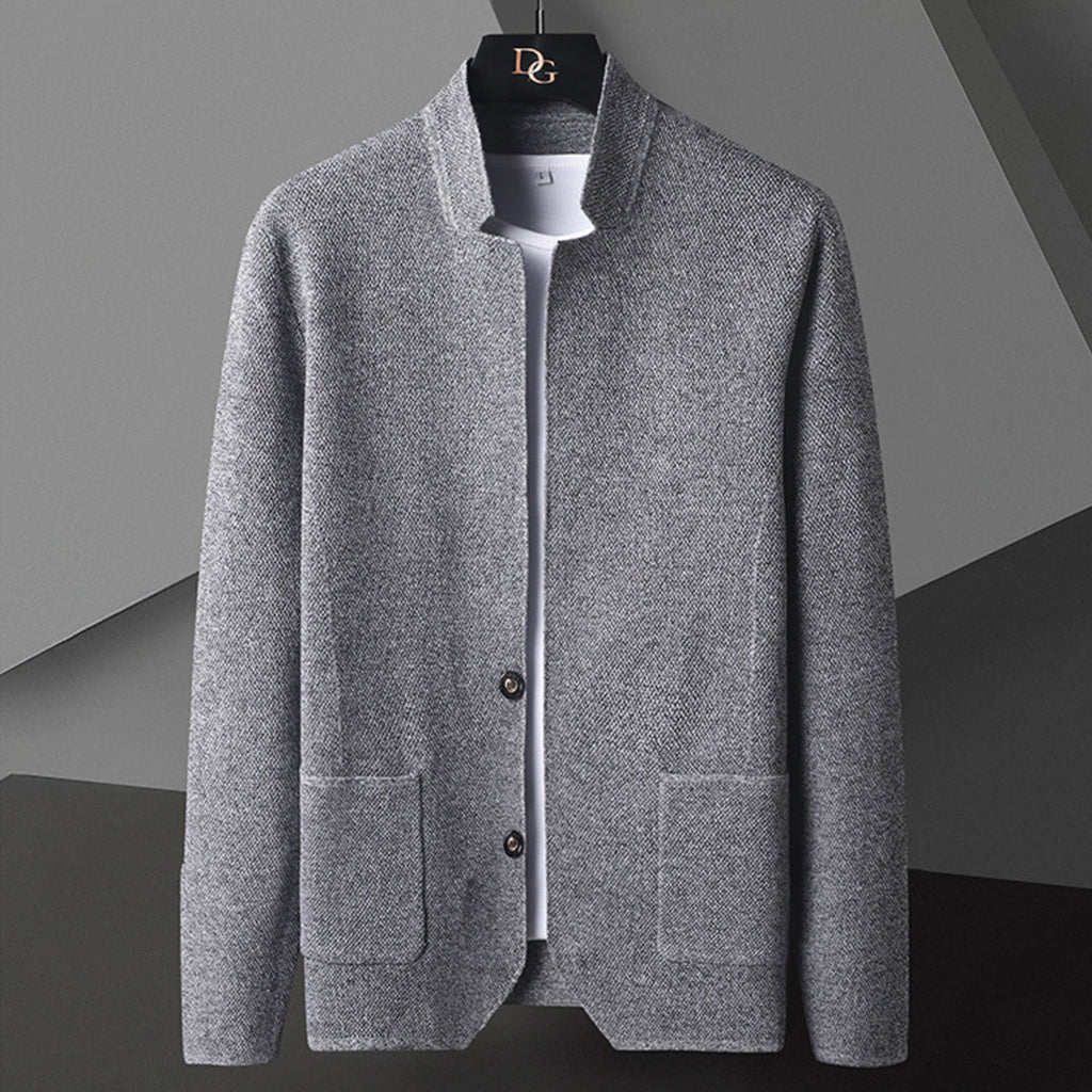 Herren Strickjacke mit Hohem Kragen - Moderne Herren Cardigan 0