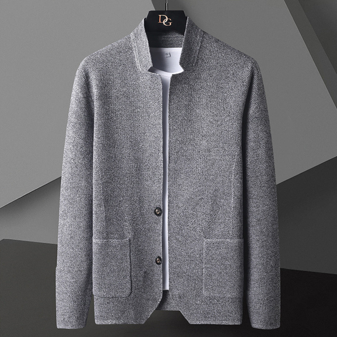 Herren Strickjacke mit Hohem Kragen - Moderne Herren Cardigan 0