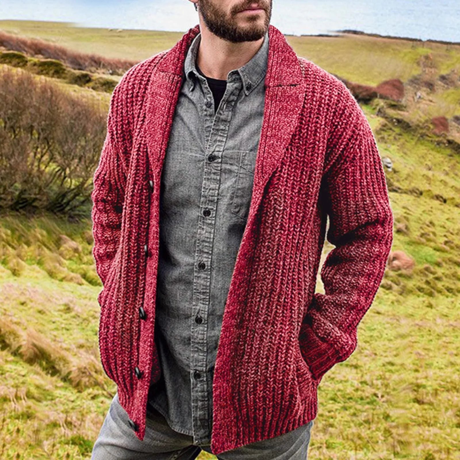 Herren Strickjacke mit Knopfverschluss 0