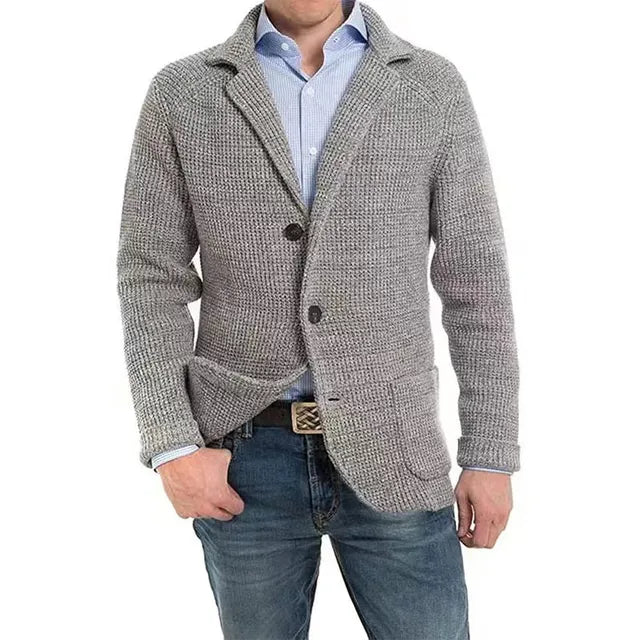 Herren Strickjacke mit Knoten und Knöpfen, Stilvolle Cardigan 0
