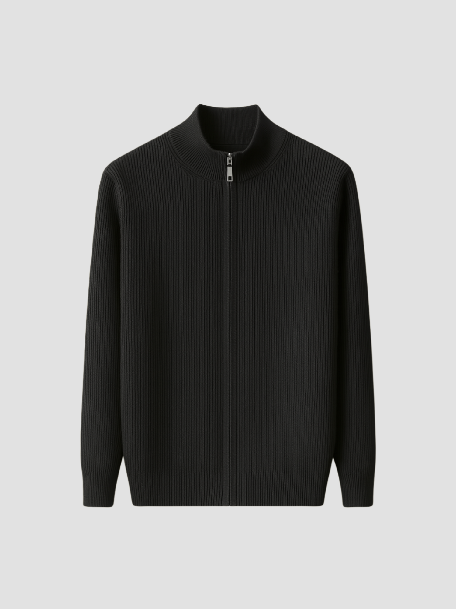 Herren Strickjacke mit Reißverschluss und Stehkragen 0