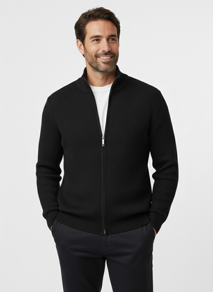 Herren Strickjacke mit Reißverschluss und Stehkragen 1