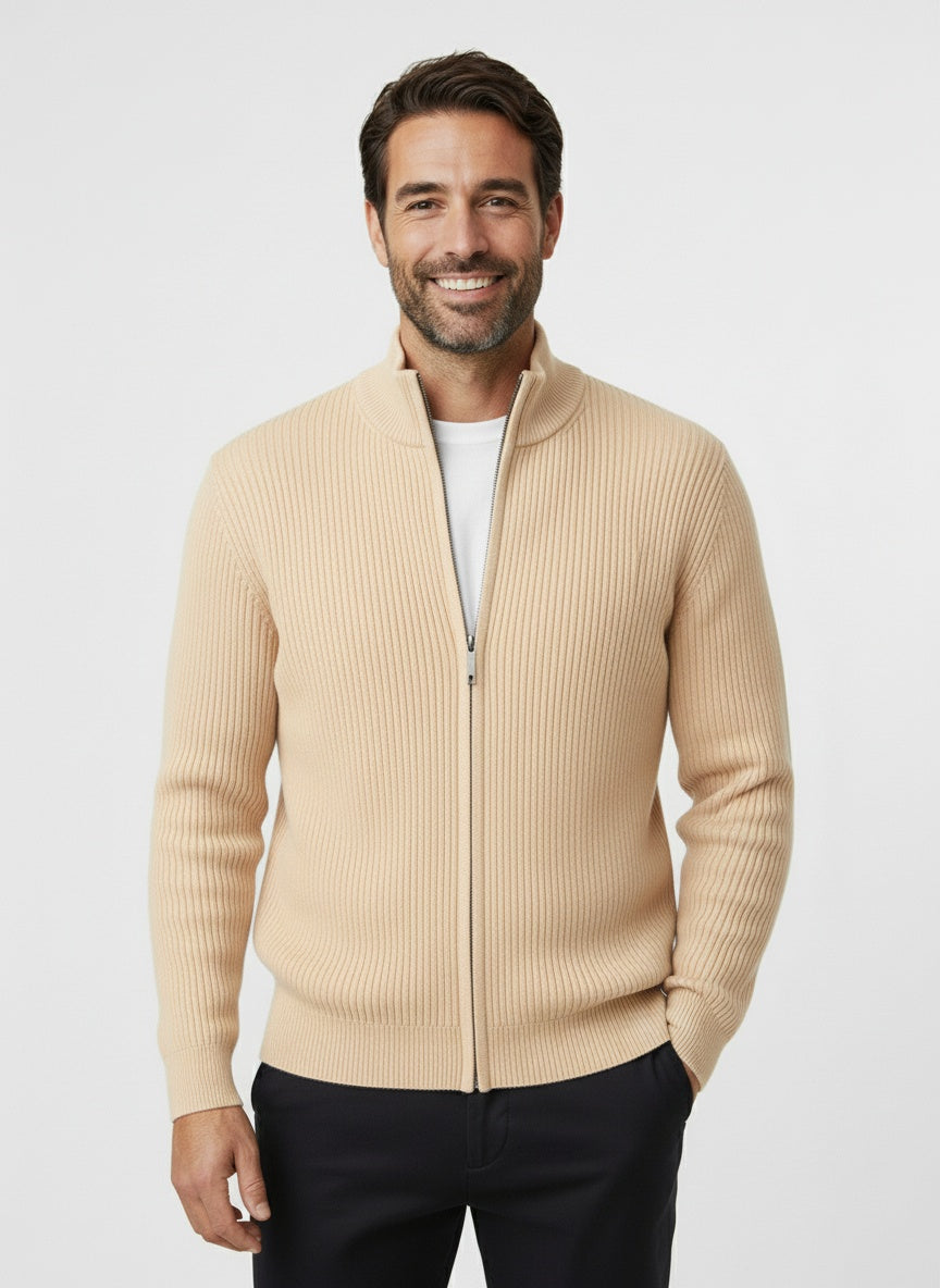 Herren Strickjacke mit Reißverschluss und Stehkragen 6