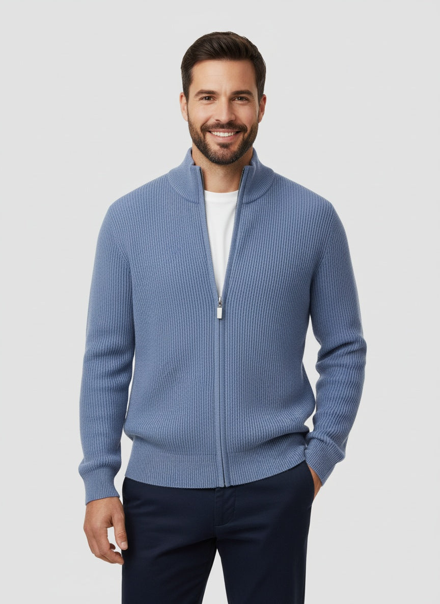 Herren Strickjacke mit Reißverschluss und Stehkragen 8