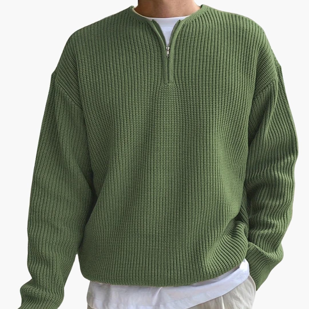 Herren Strickpullover mit Halbzip und langen Ärmeln 0