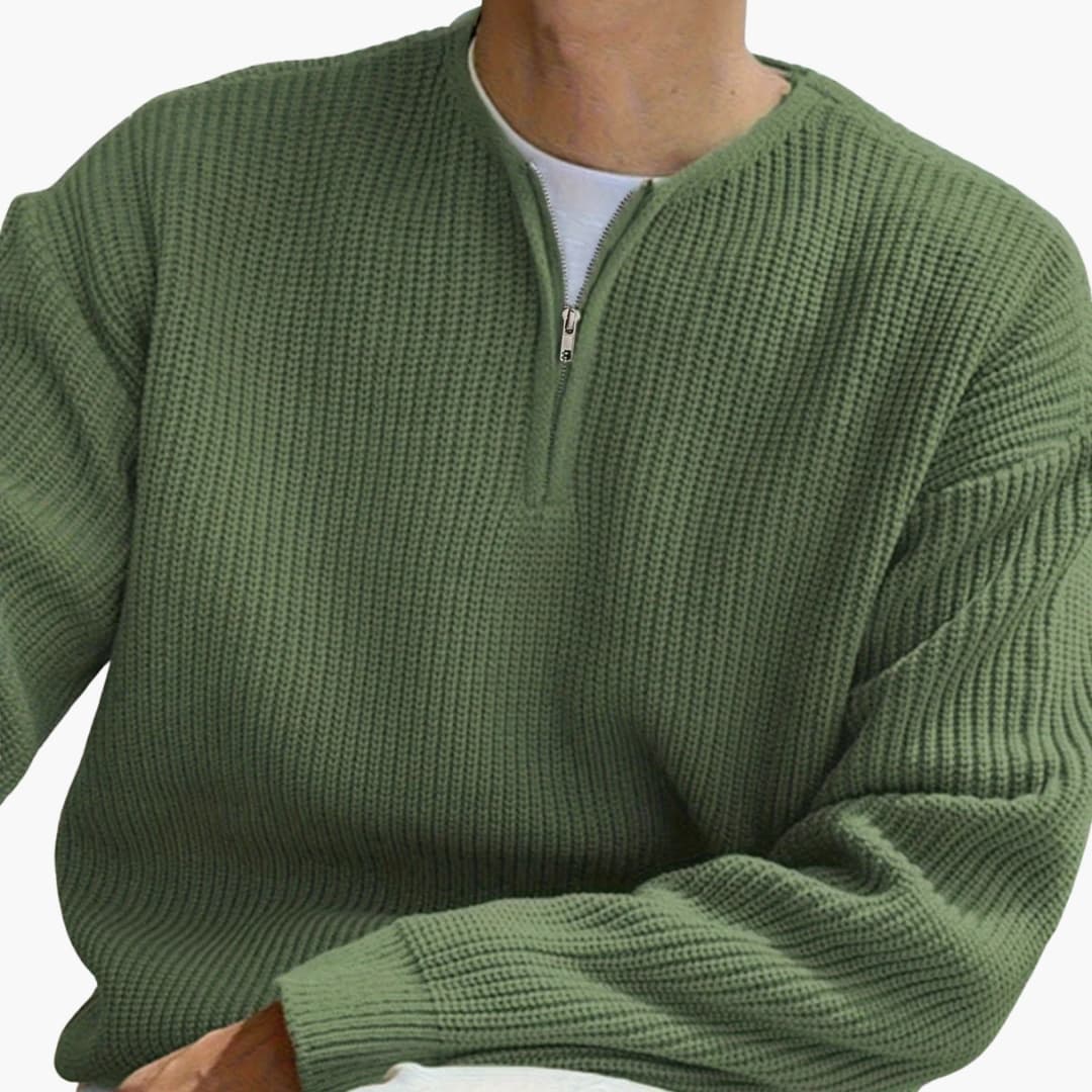 Herren Strickpullover mit Halbzip und langen Ärmeln 1