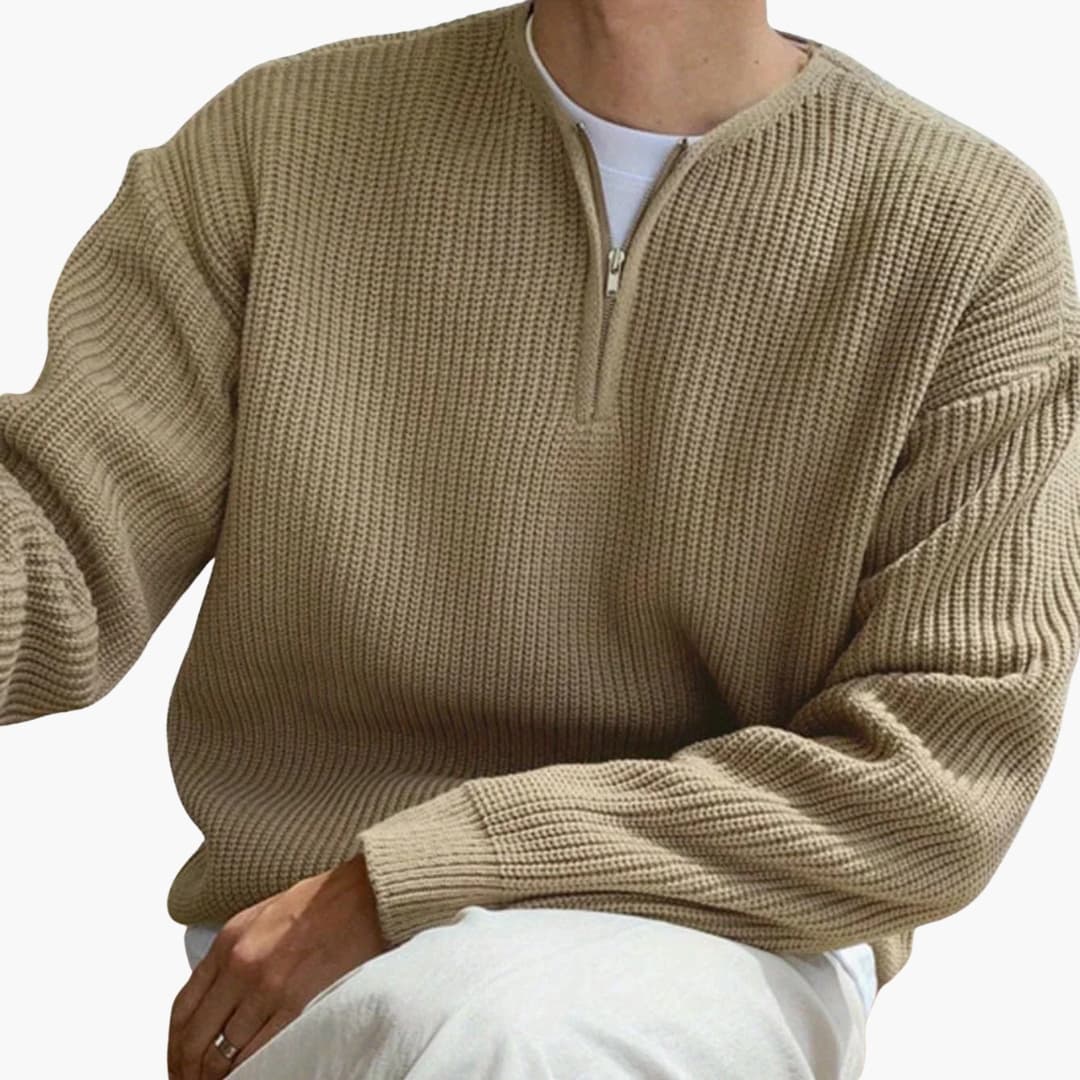 Herren Strickpullover mit Halbzip und langen Ärmeln 3