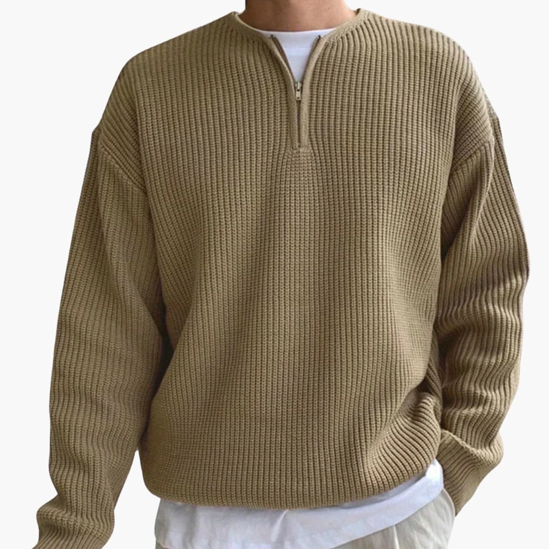 Herren Strickpullover mit Halbzip und langen Ärmeln 4