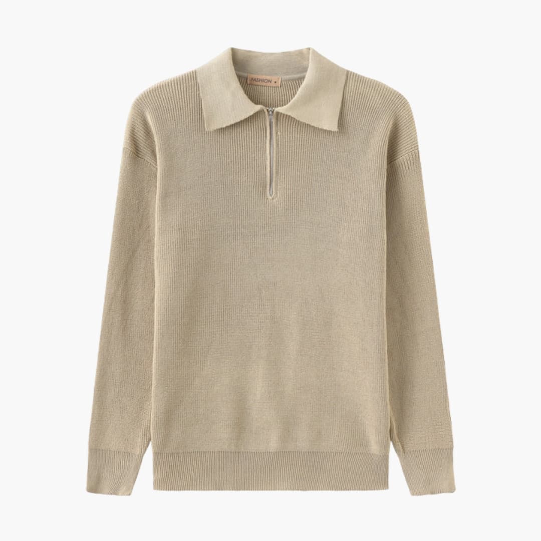 Herren Strickpullover mit Halbzipper und Rippstruktur 3