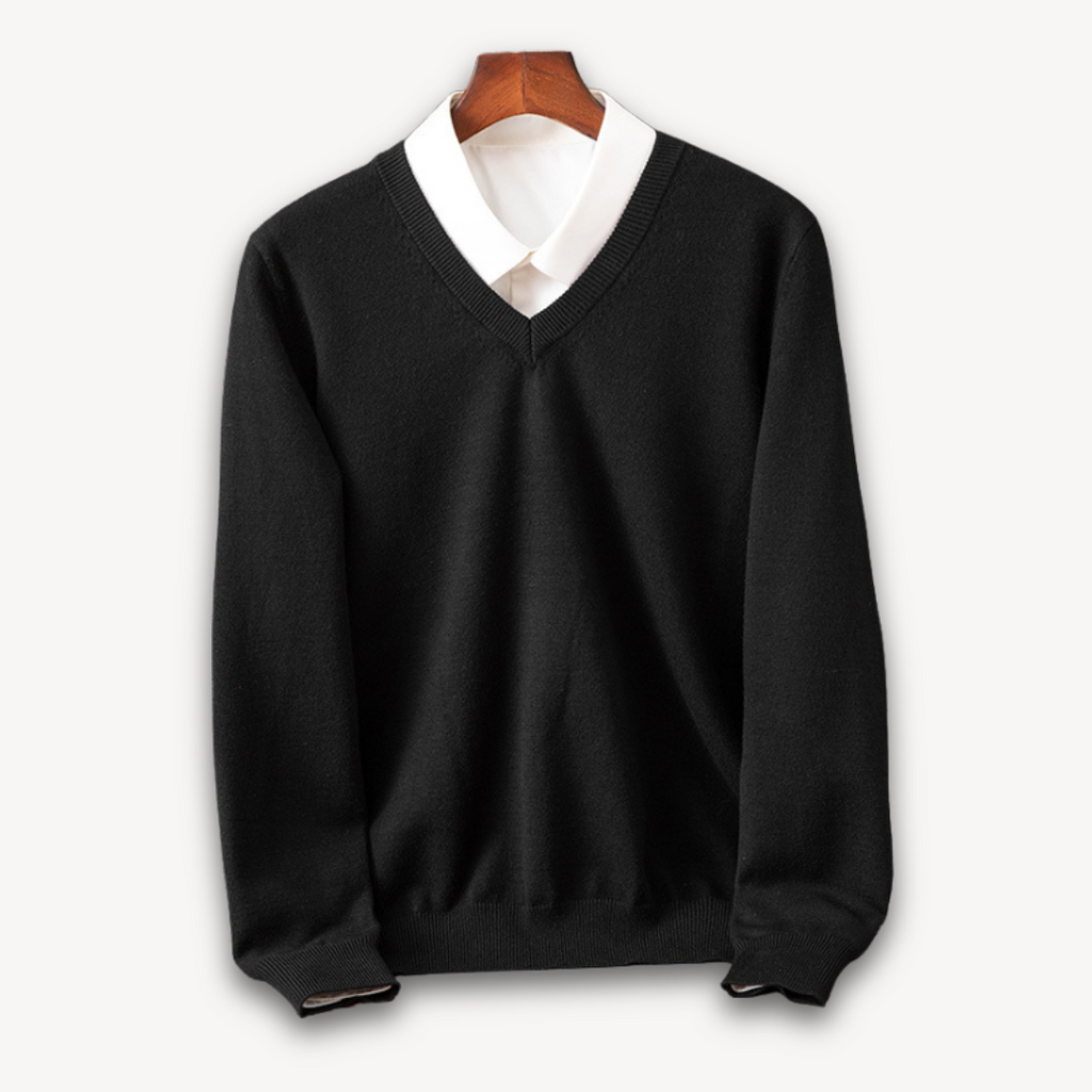 Herren V-Ausschnitt Pullover aus feiner Wollmischung 0