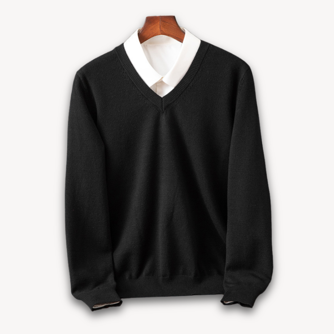 Herren V-Ausschnitt Pullover aus feiner Wollmischung 0