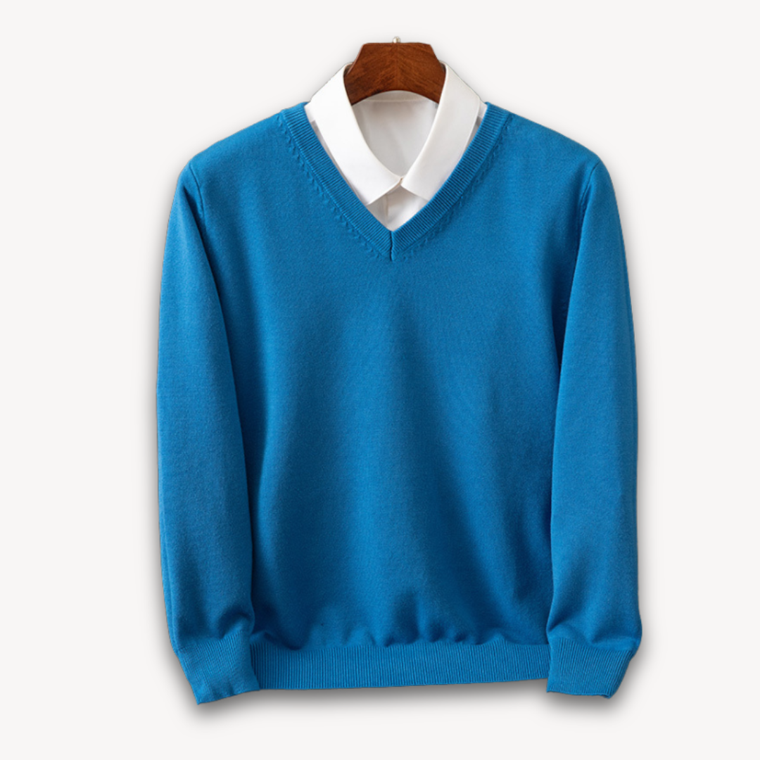 Herren V-Ausschnitt Pullover aus feiner Wollmischung 2