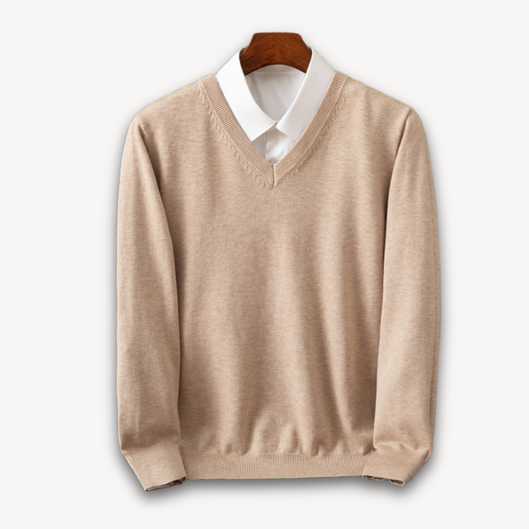 Herren V-Ausschnitt Pullover aus feiner Wollmischung 3