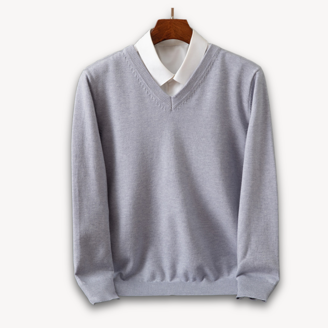Herren V-Ausschnitt Pullover aus feiner Wollmischung 4