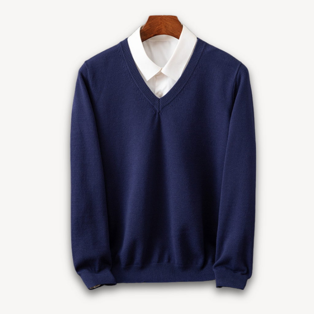 Herren V-Ausschnitt Pullover aus feiner Wollmischung 6