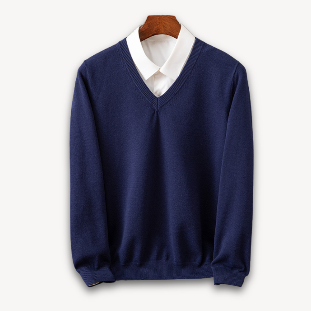 Herren V-Ausschnitt Pullover aus feiner Wollmischung 6