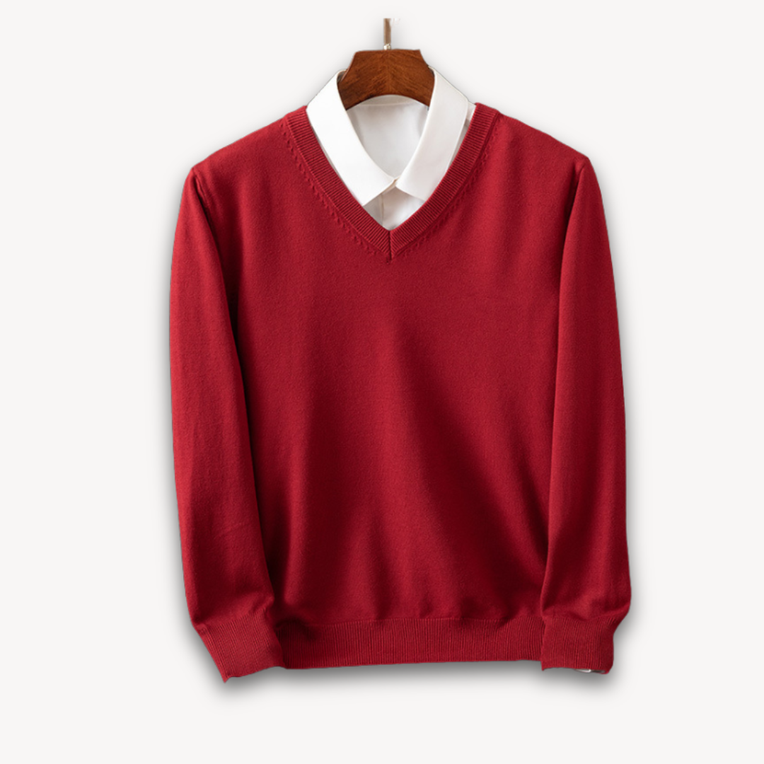 Herren V-Ausschnitt Pullover aus feiner Wollmischung 7