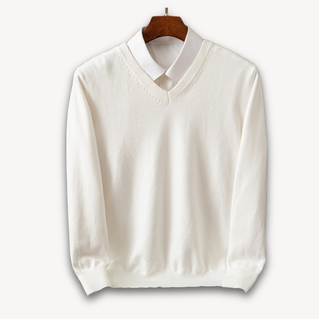 Herren V-Ausschnitt Pullover aus feiner Wollmischung 8