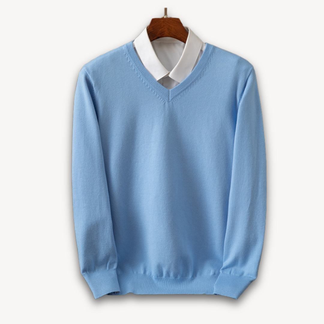 Herren V-Ausschnitt Pullover aus feiner Wollmischung 9