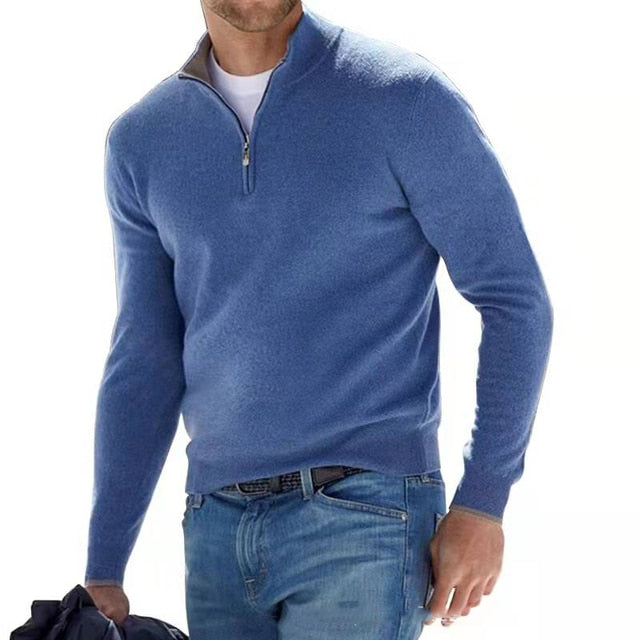 Herren V-Ausschnitt Pullover mit Reißverschluss 3