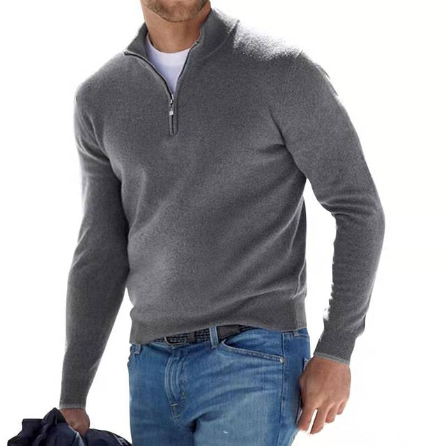 Herren V-Ausschnitt Pullover mit Reißverschluss 4