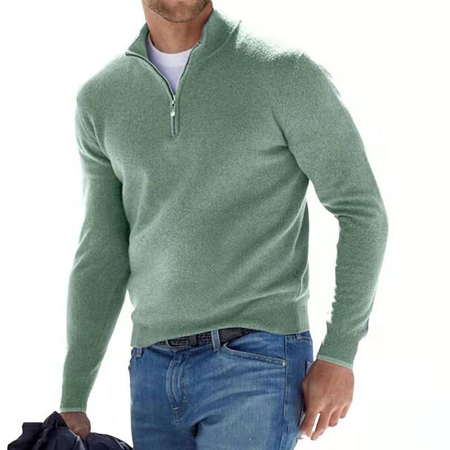Herren V-Ausschnitt Pullover mit Reißverschluss 5