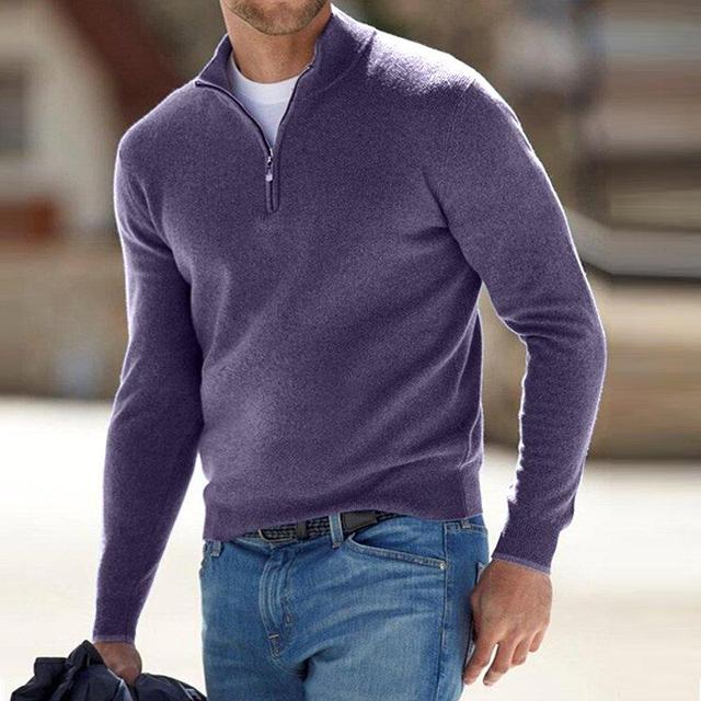 Herren V-Ausschnitt Pullover mit Reißverschluss 6