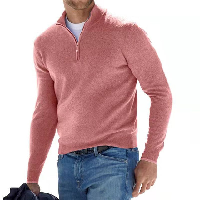 Herren V-Ausschnitt Pullover mit Reißverschluss 7