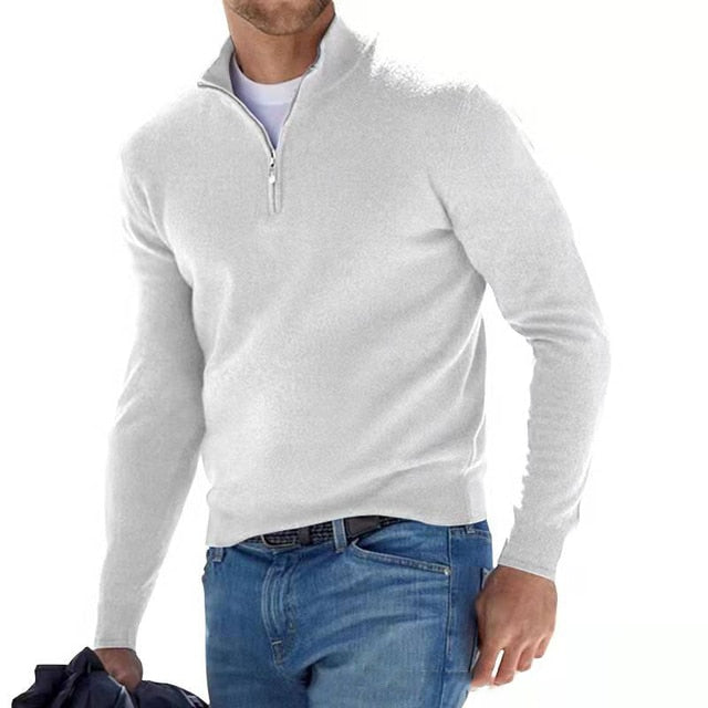 Herren V-Ausschnitt Pullover mit Reißverschluss 9
