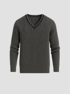 Herren V-Strick-Pullover im modernen Sportstil 0