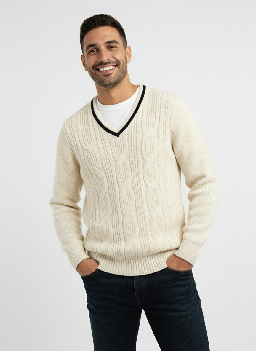 Herren V-Strick-Pullover im modernen Sportstil 3