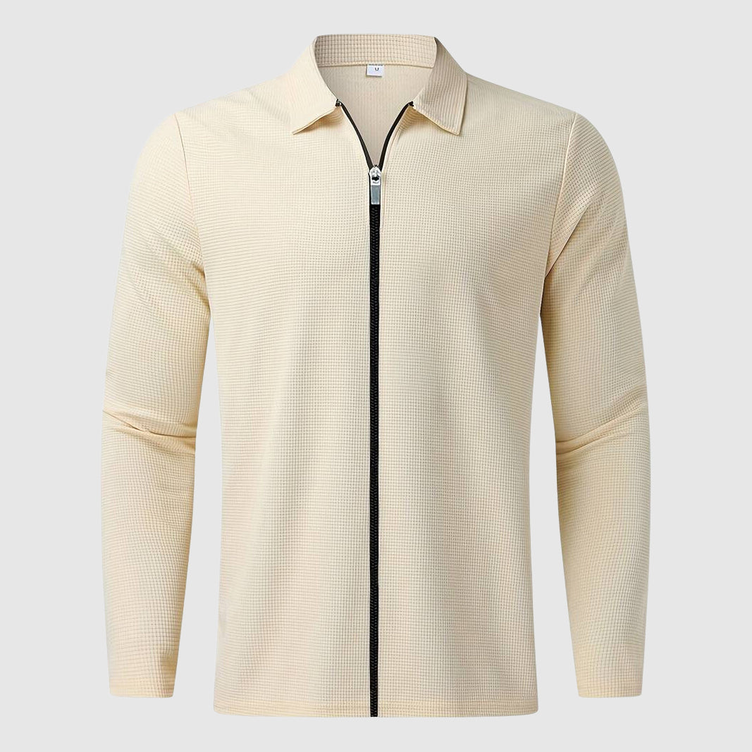 Herren Waffelstrick Pullover mit Reißverschluss 5