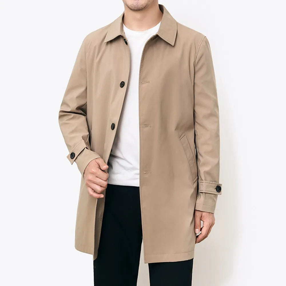 Herren Windbreaker Jacke mit Knopfverschluss für Übergangswetter 0