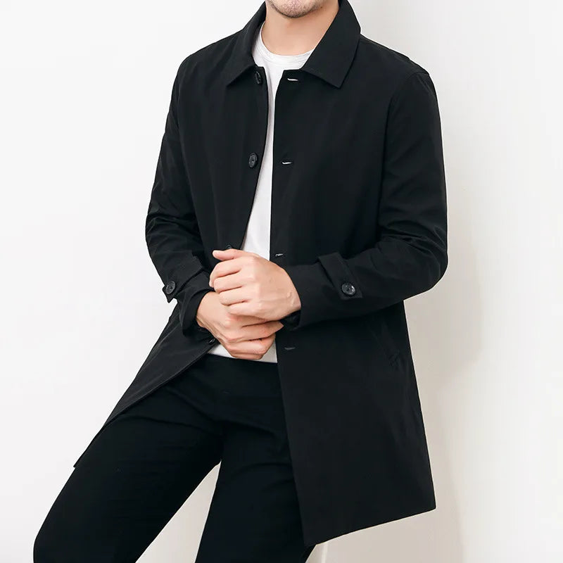 Herren Windbreaker Jacke mit Knopfverschluss für Übergangswetter 1