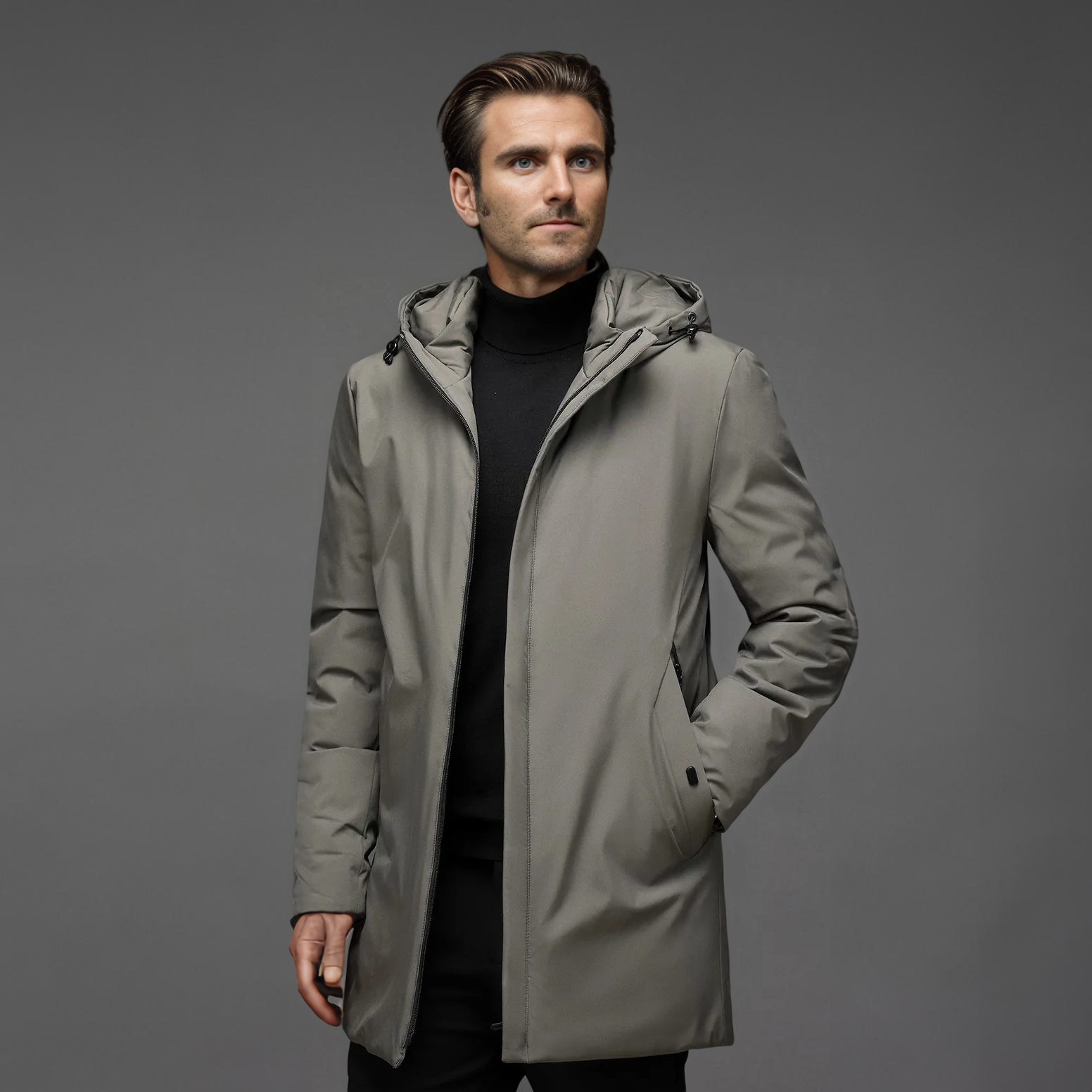 Herren Winter Jacke mit Abnehmbarer Kapuze für Kaltes Wetter 1